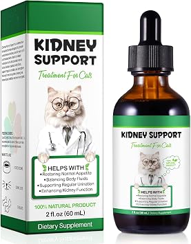 Kidney Support for Cats, Cat Kidney Treatment Support Normal Kidney Function, Increase Immunity, Herbal Supplement Supports Healthy Kidney Function, 60ml