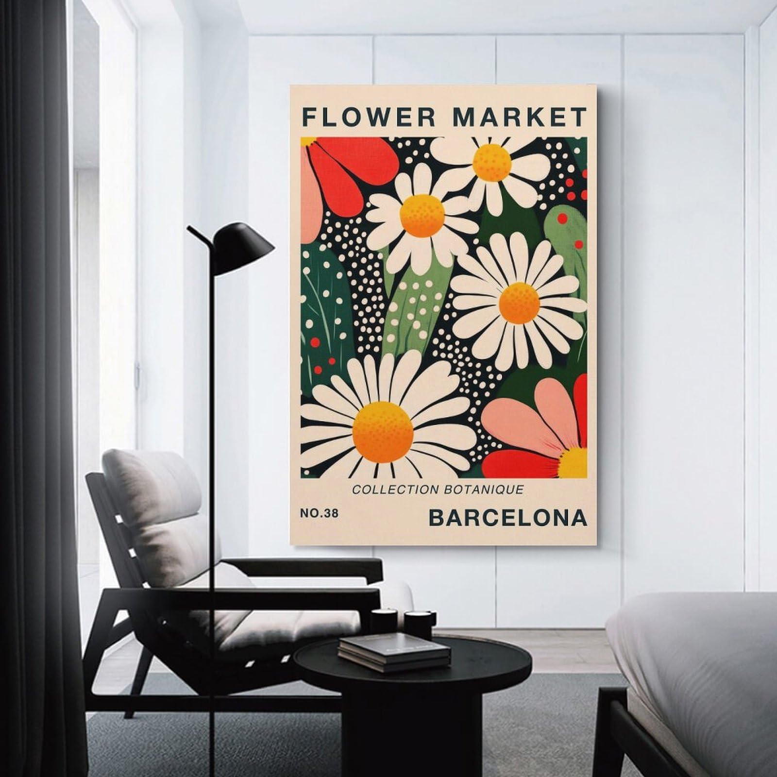 Junmoney Unframe-Style-7 Canvas Wall Decor Flower Market Barcelona Travel Art Print, 16X24inch(40X60cm), For Home Lounge, Bedroom Or Reading Nook, Eye Catching Artwork For Blank Walls
