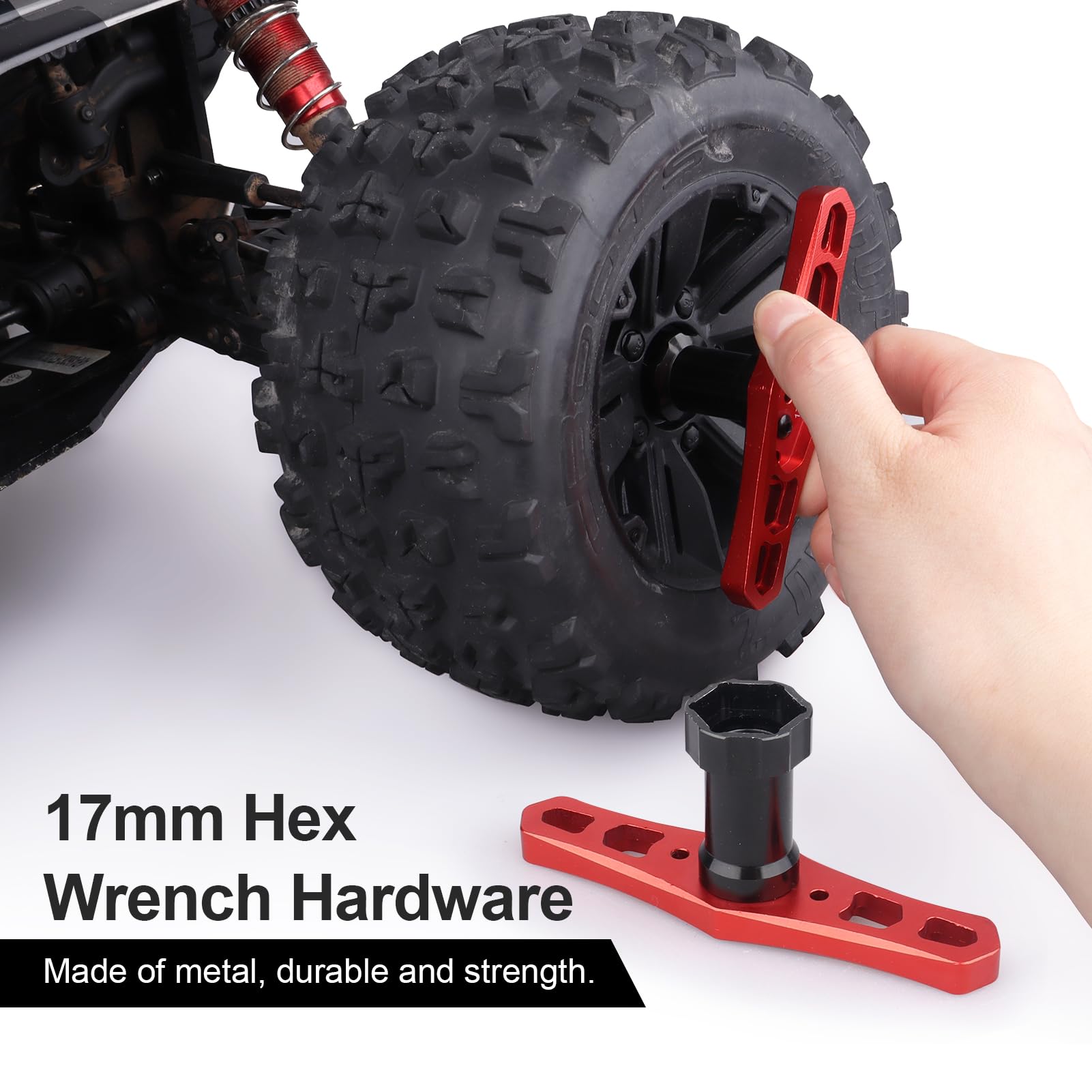 RC-Schrauben-Set, RC-Reparaturwerkzeug-Set, M3, M4, Sechskantschrauben, Mutterschalen, Karosserie-Clips, Hardware-Befestigung mit Schraubenablage und 17 mm Sechskantschlüssel, Werkzeuge für 1/8, 1/10