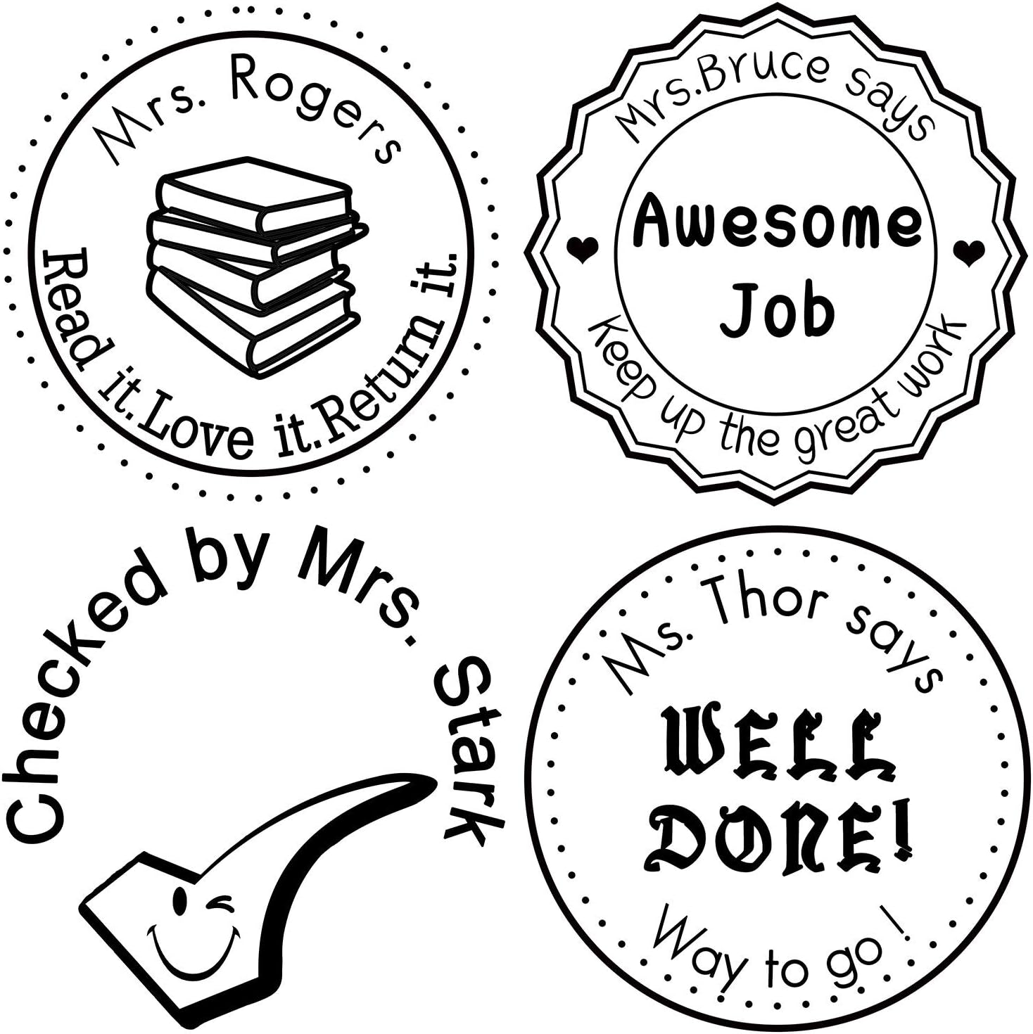 Custom Rubber Stamps Self Inking Stamps Personalized-Teacher Library Book Stamps 1-5/8"Diameter