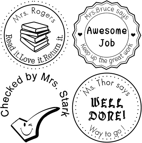 Sellos de goma personalizados Sellos autoentintados Sellos personalizados para libros de biblioteca para profesores de 1-58 "de diámetro