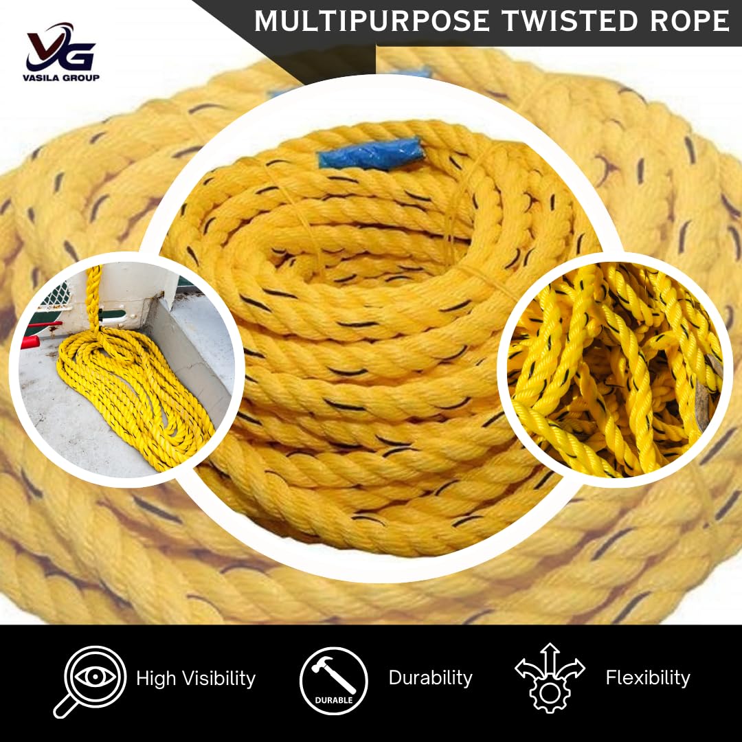 VG TARP 8mm x 20m Heavy-Duty Yellow Twisted Utility Rope, High Strength Utility Rope for Marine, Industrial, and Outdoor Use — Amazon image 5