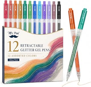 Mr. Pen- Retractable Glitter Gel Pens, 12 Pack, Sparkle Gel Ink Pens
