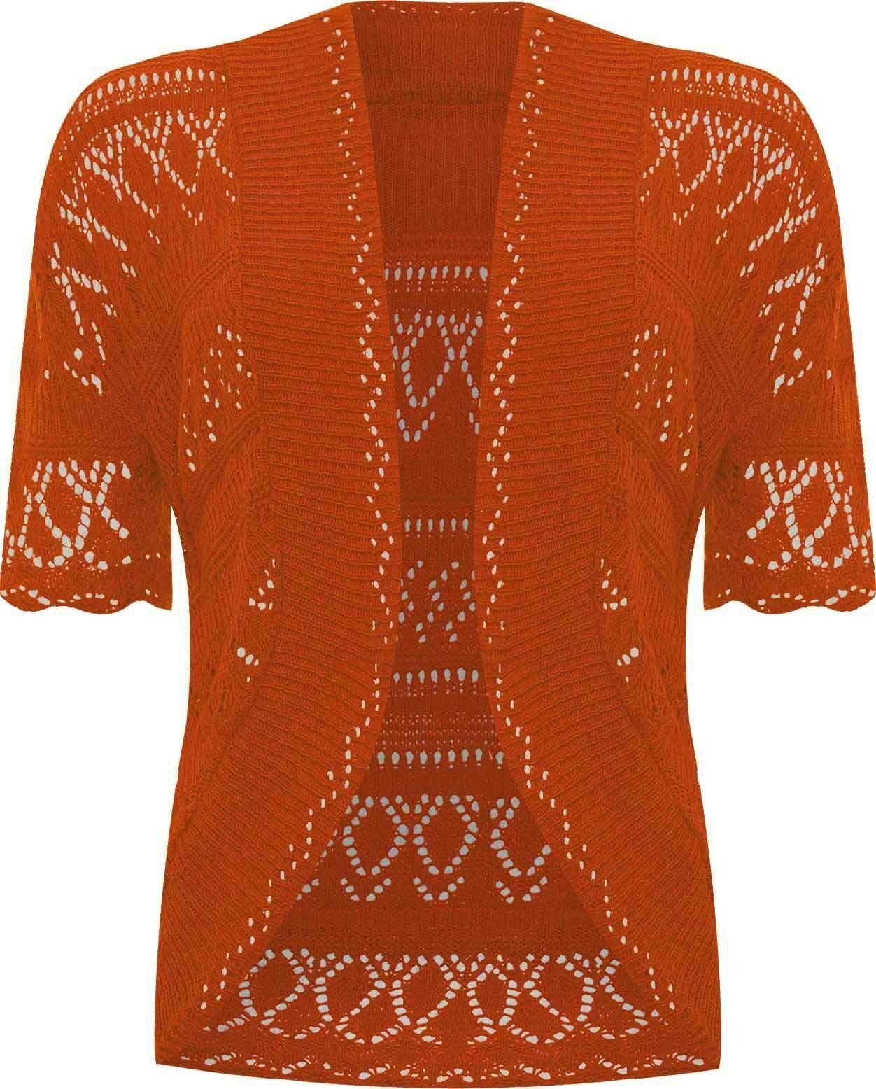 Romaans Women's Rust Knitted Bolero Crochet Cardigan Shrug (, Xl 16-18)