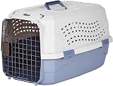 Amazon product image of Amazon Basics Sturdy Portable 2-Door Top-Load Hard-Sided Pet Travel Carrier with Secure Ventilation, Handle, Front & Top Entry for Dogs, Cats, 22.8"L x 15"W x 13"H, Gray & Blue