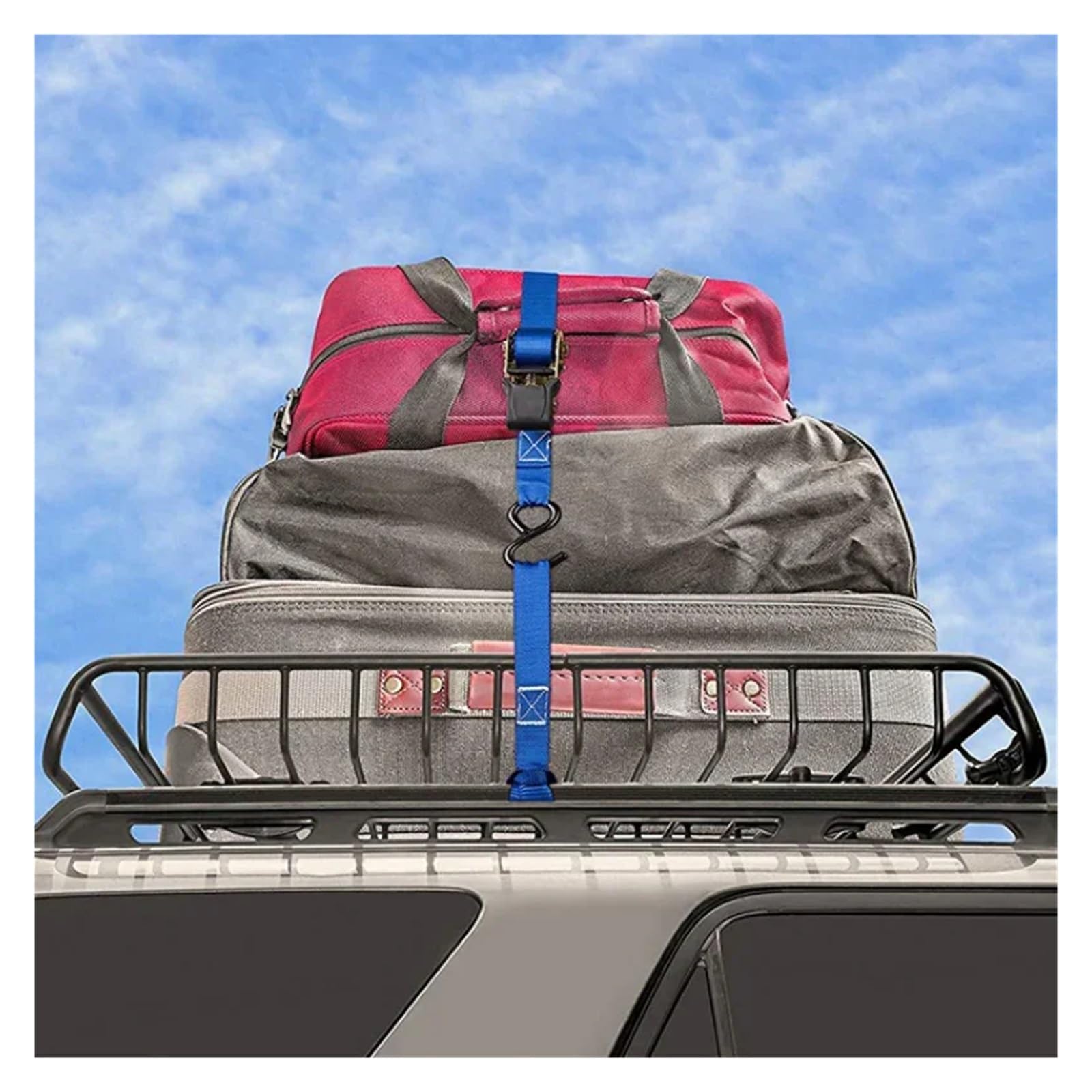 Zurrgurte, Auto Motorrad Mehrzweck Nylon Weiche Riemen Fracht Lugga Feste Verpackung Zurrgurte Schlaufengurt Kofferraum Zubehör(46cm Black)