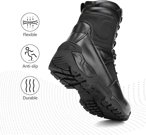 Miniatura 6 de NORTIV 8 - Botas tácticas de trabajo tipo militar para hombre, para senderismo, motociclismo, combate