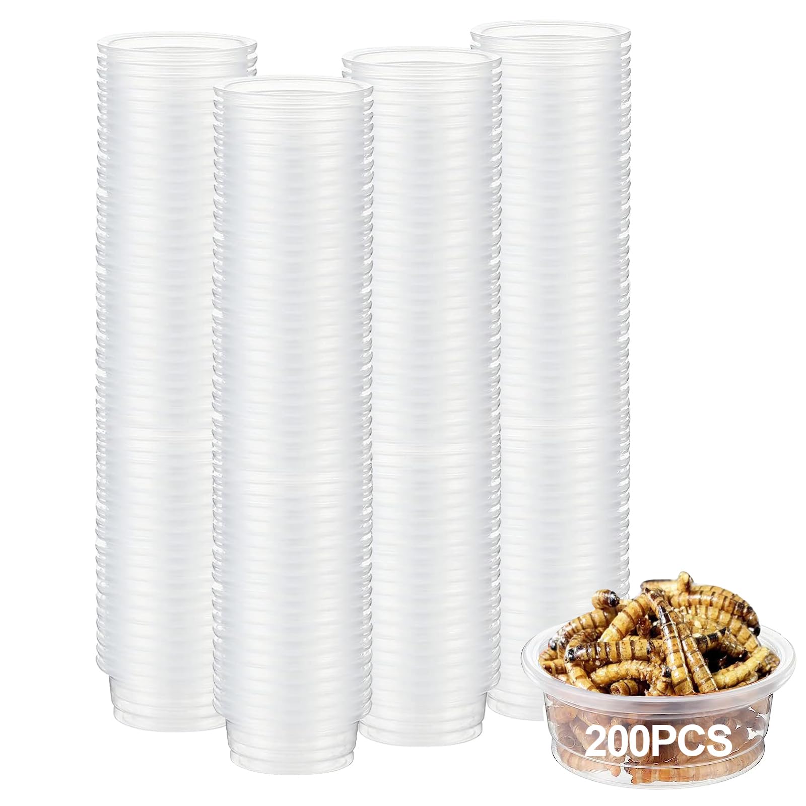 ANCKNE 200 pcs 0.5oz Crested Gecko Food and Water Feeding Cups | Reptile Feeder Bowls | for Lizard and Other Small Pet Ledge Accessories Supplies