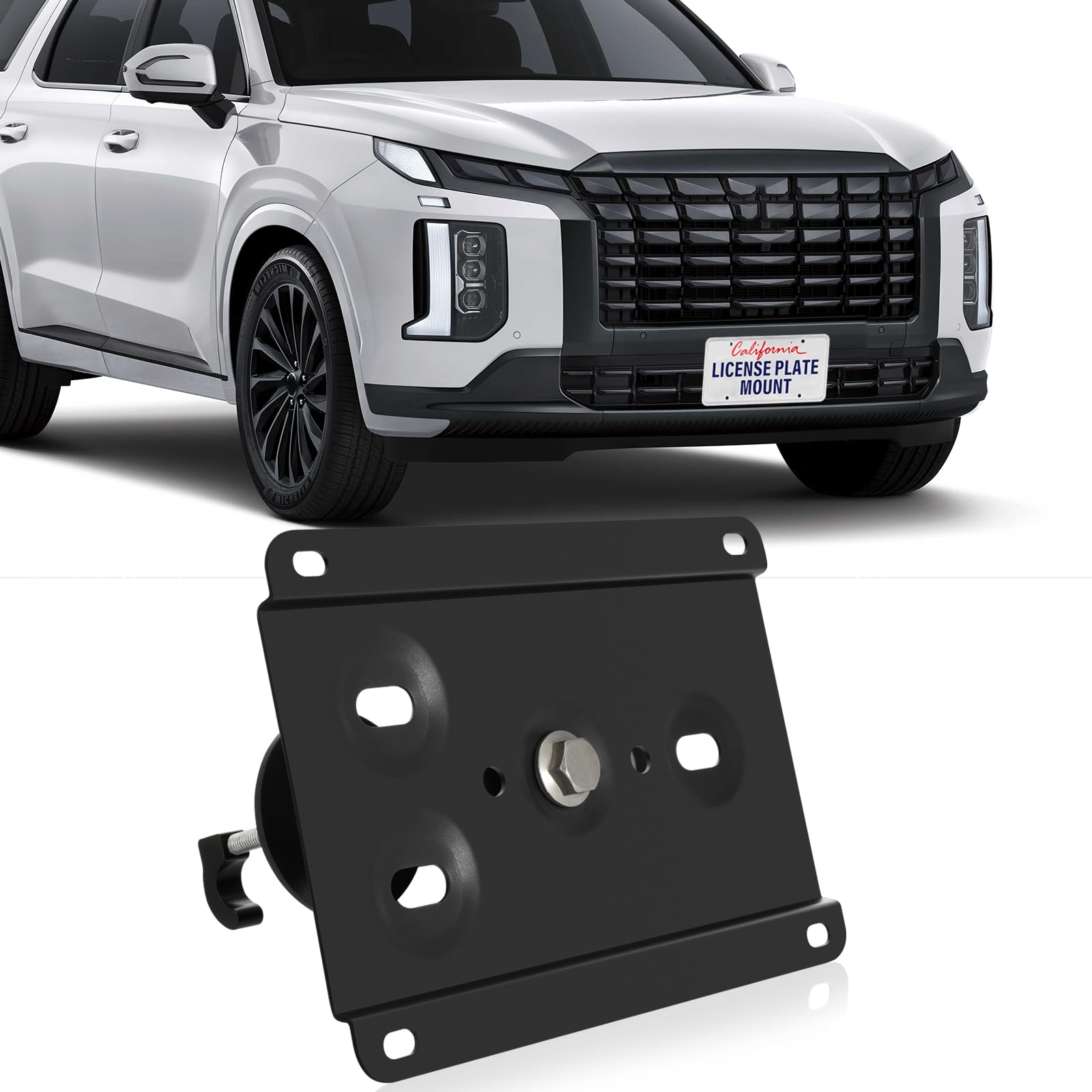 Front Bumper License Plate Mount Compatible with Hyundai Palisade, Santa Cruz, Santa Fe 4th gen TM,Tucson4th gen NX4, Tucson Plug-in Hybrid 4th gen
