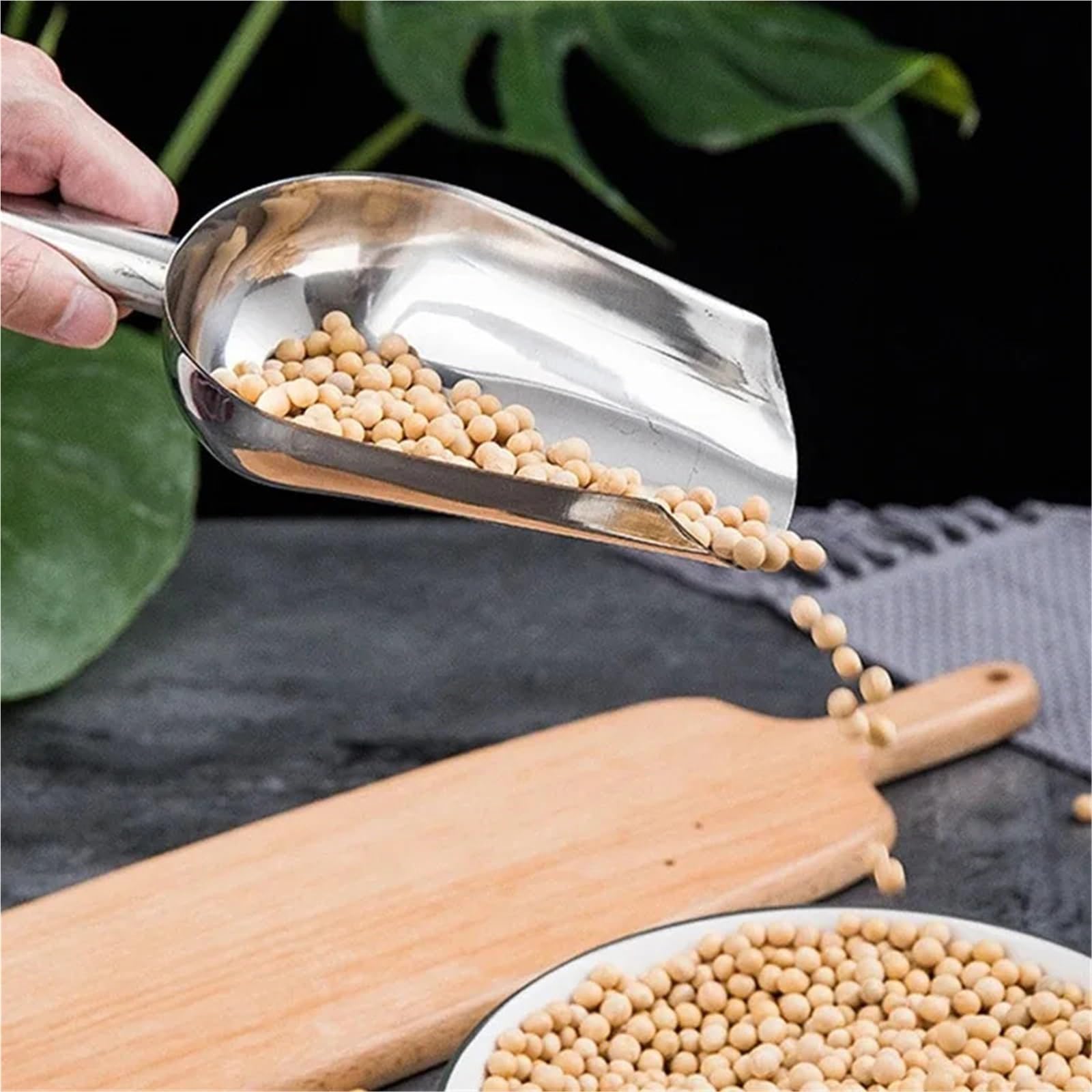 6PCS 8 pollici in acciaio inox pala del ghiaccio raschietto chicchi di caffè cucchiaio pale buffet bar cibo misurini accessori da cucina per Cucina(9Inches)
