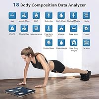 Vista 7 de ABLEGRID Báscula inteligente de baño para peso corporal, báscula digital de grasa corporal con pantalla LED de tendencia, IMC, masa muscular, tipo