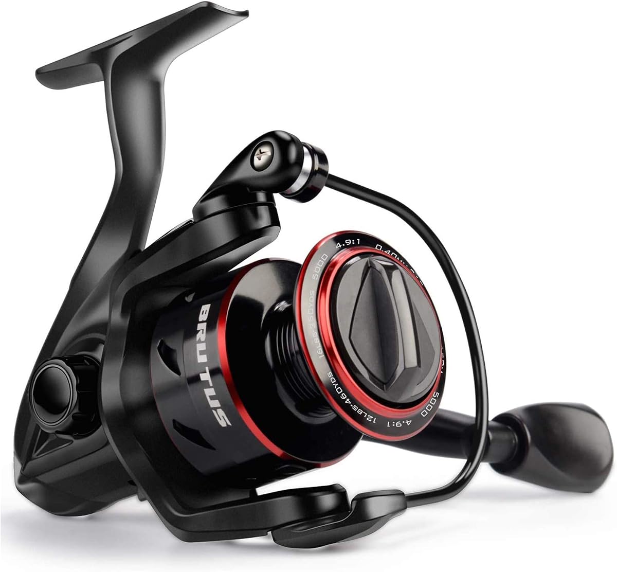 Brutus Spinning Fishing Reels, 5.2:1 Gear Ratio,Lightweight | Max Drag: 18.6 lb, 4+1 BB, 13.1 oz, Graphite Frame, CNC Aluminum Spool, Ideal for Freshwater