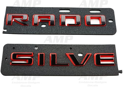 Miniatura 2 de Kit 19-21 - Emblema personalizable para guardabarros, placa de identificación compatible con Silverado 2019-2021 (rojo negro)