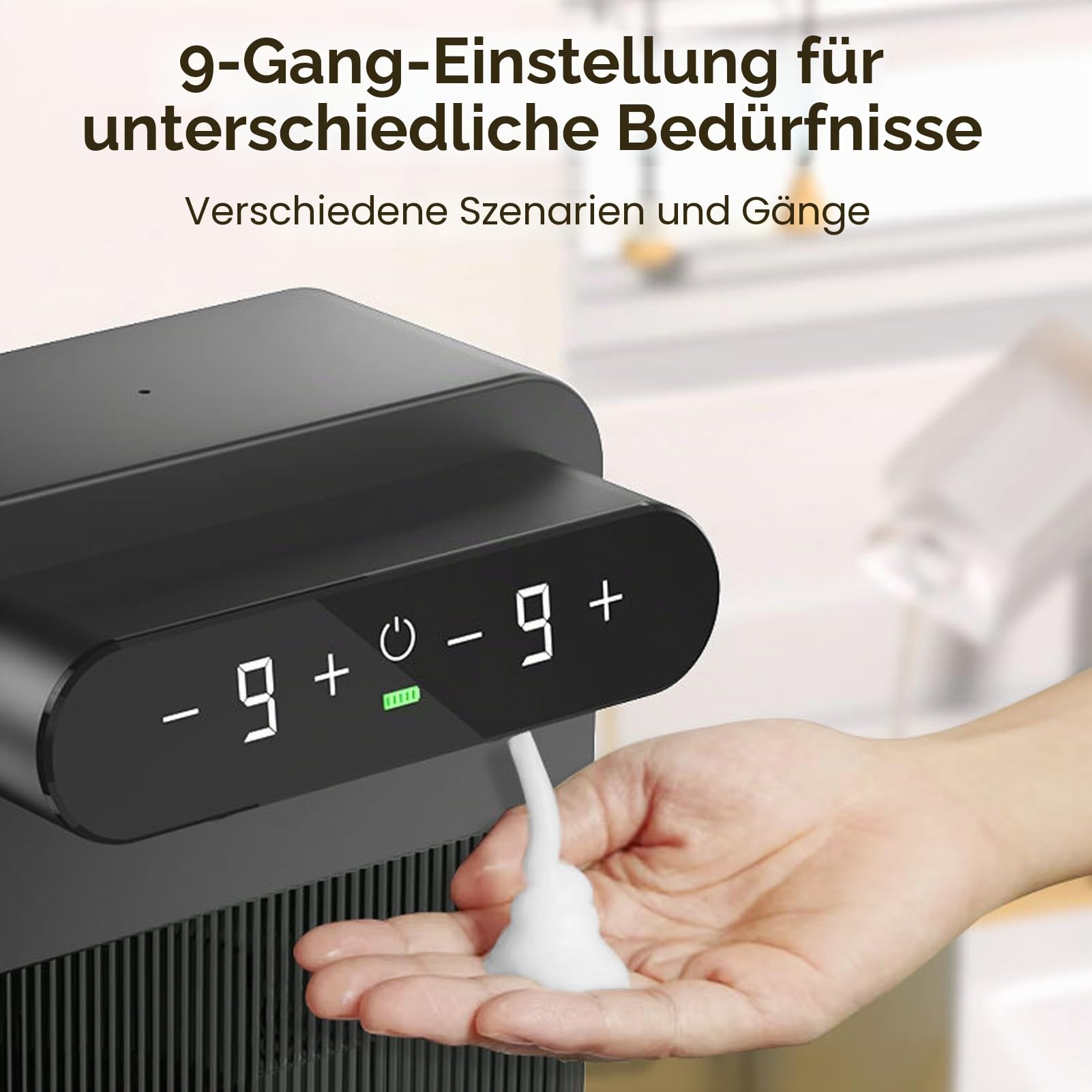 Bewinner Intelligenter Automatischer Seifenspender, Wandmontierter, Berührungsloser Doppelsensor-Elektrospender mit 9-stufig (Links Flüssigkeit Rechts Schaum)