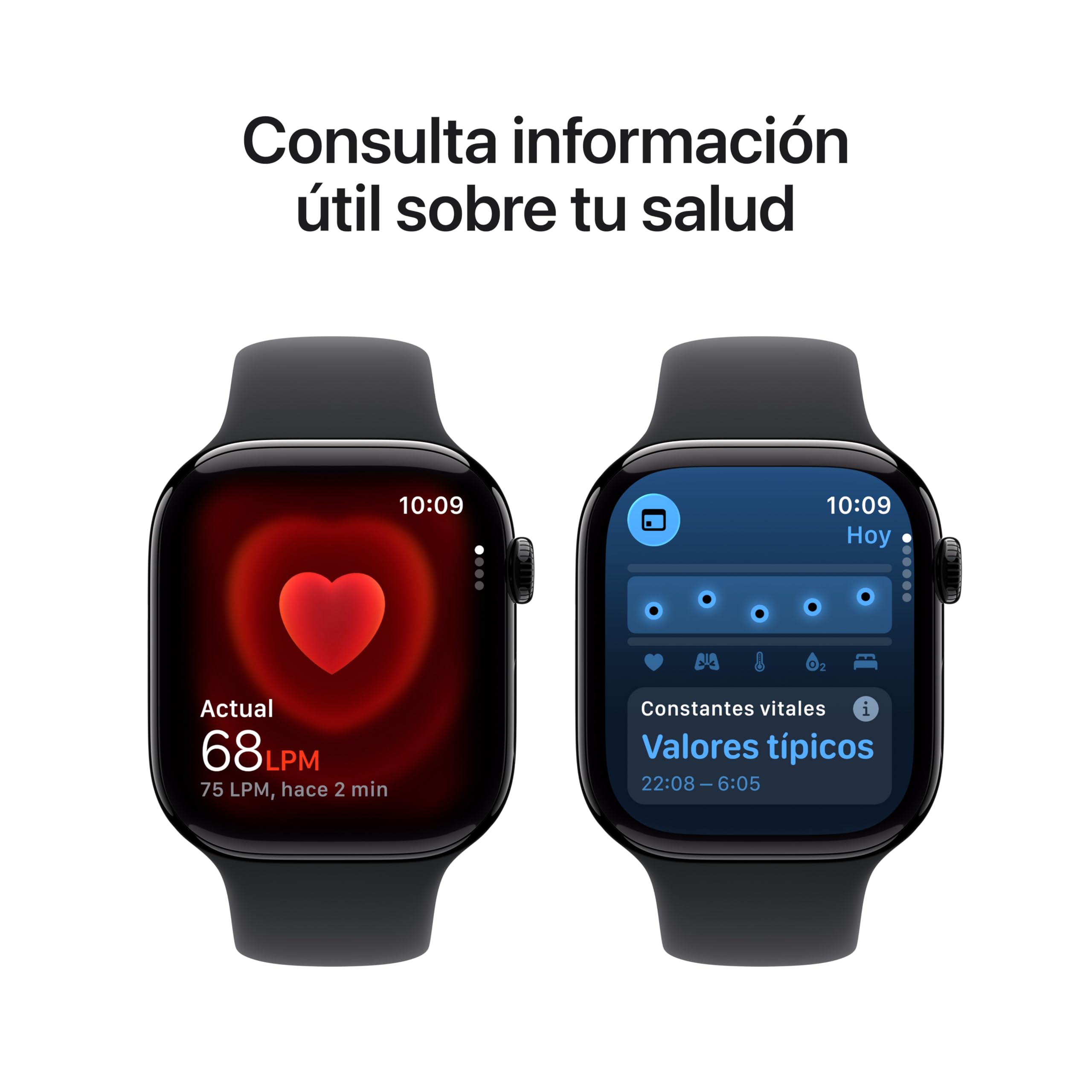 Apple Watch Series 11 GPS con caja de aluminio en negro azabache de 46 mm y correa deportiva negra-Talla M/L.Calidad del Sueño,monitores de entreno y salud,pantalla siempre activa, resistencia al agua