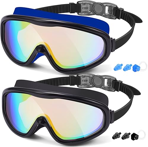 Miniatura 14 de Braylin Gafas de natación para adultos, paquete de 2 gafas de natación de visión amplia para hombres, mujeres, jóvenes, adolescentes, antivaho y más