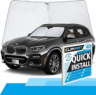 CLIM ART Windshield Sun Shade for BMW X3 2018-2023 - Custom-Fit Foldable Car Sun Shade - Car Sunshade - Vehicle Sun Protector - Front Auto Windshield Cover, Car Windshield - WS2001