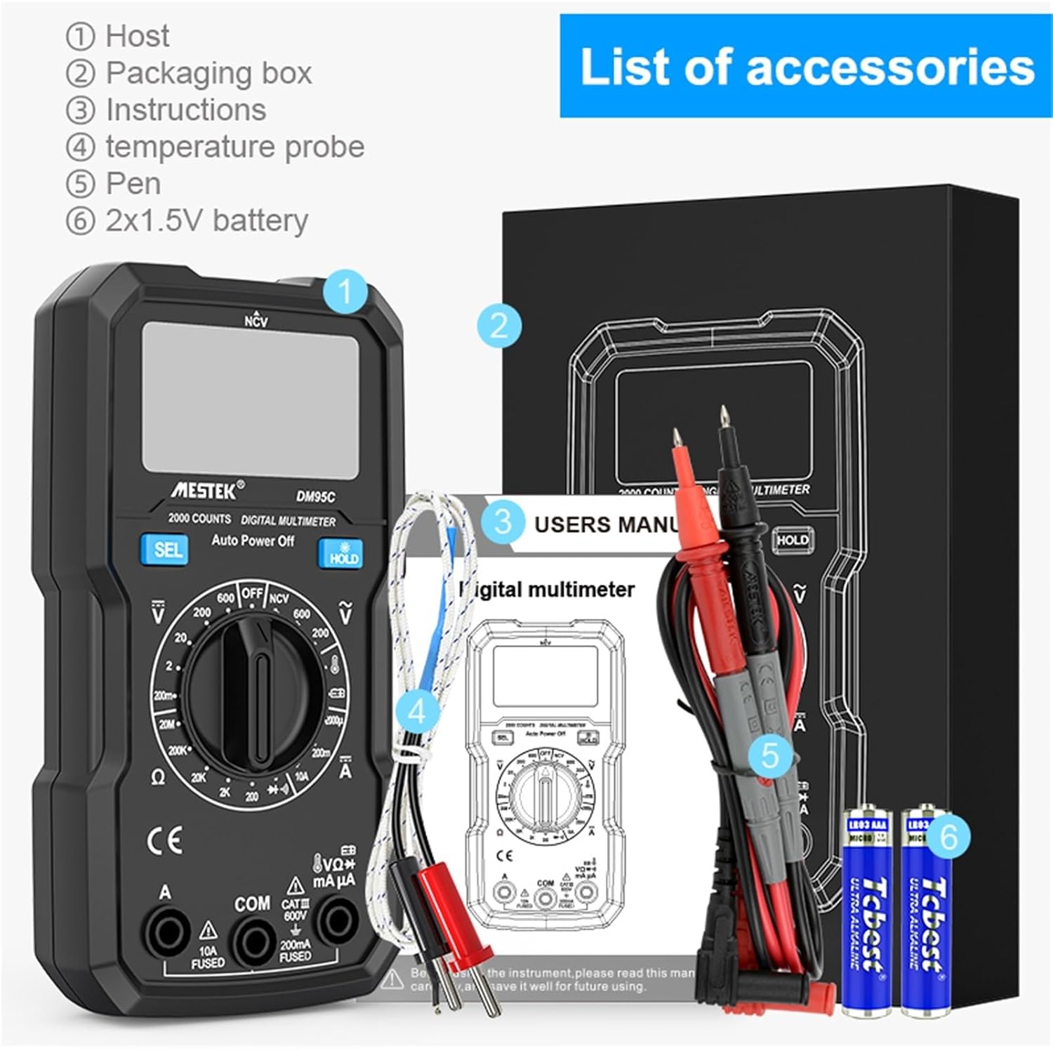 Auto Range Multifunction Multimeter HD LCD Screen Digital Multimeter NCV Non Contact Measurement Smart Multimeters
