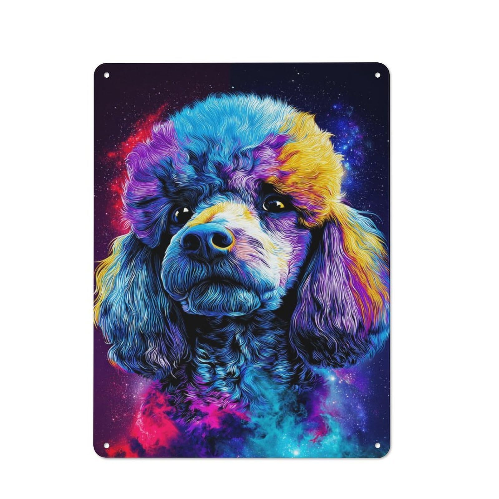 Junmoney Colorful Cosmic Poodle Portrait Tin Wall Plaque 40X30cm With For Kitchen Or Home Bar, A Christmas Gift For People Styling Kitchen And Home Bar