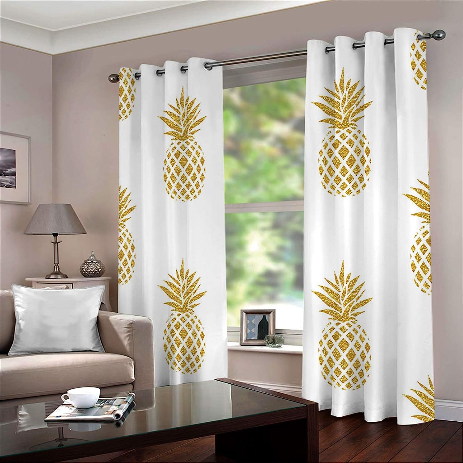 3D Gardinen Gelbe Ananas Vorhang Blickdicht Mit Ösen Geräuschreduzierung Verdunkelungsvorhänge Für Wohnzimmer Kinderzimmer Schlafzimmer Hotelbüro Kü