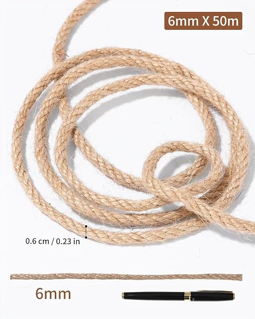 Foto 2 de 7 de heuchaey Cuerda de sisal rascador para Gatos, 50 m, sisal Natural