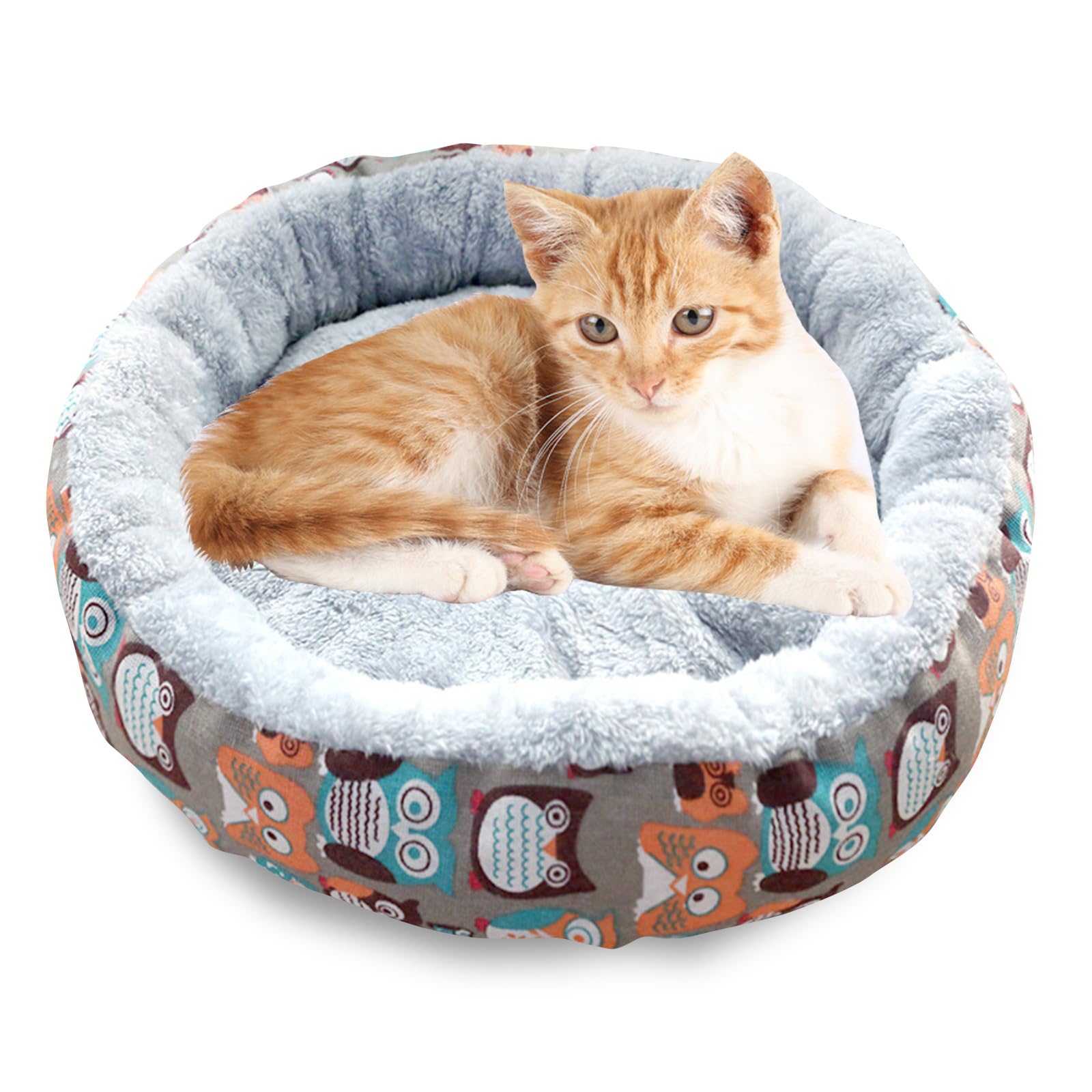 PETCUTE Haustierbett für Katzen und Hunde,Runde Donut Katzenbett Katzenkorb,Katzenkissen,Waschmaschinenfest Orthopädisches Hundebett für Kleine Hunde,Hundebett mit Rutschfestes Boden