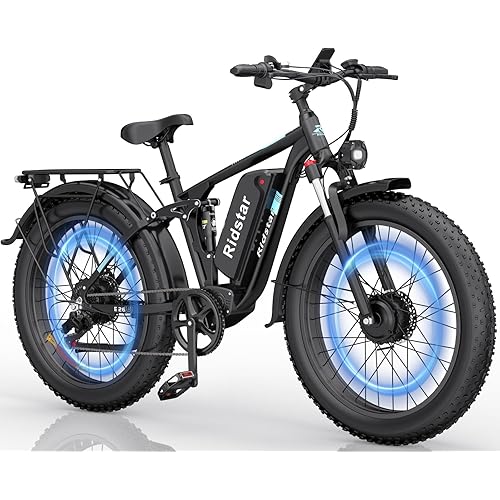 Electric Bike for Adults, 1500/2000W Dual Motor 31MPH, 48V 15.6/23AH Removable Battery, 25-50Miles, 26" All Terrain for Mountains, Snow, Sand, Road,Fat Tire Ebike Full Suspension Bicycle UL2849