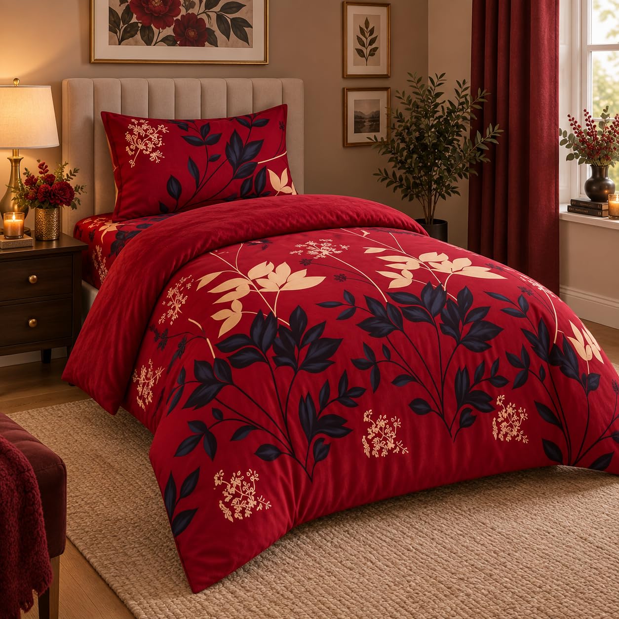 Opulent Living Single Bed Set - Duvet Cover with Fitted Sheet & Pillowcase