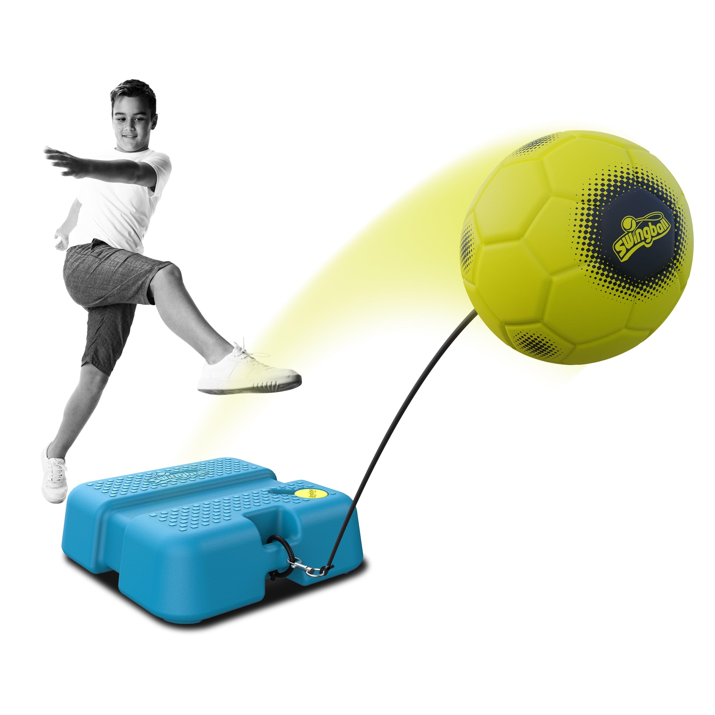 Swingball 2-en-1 Réflexe Tennis & Football – Jeu Extérieur avec Base Stable à Remplir – Ballon Football Élastique et Raquette Tennis – Dès 6 Ans – Compact et Facile à Installer