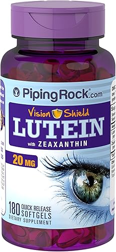 Miniatura 1 de Piping Rock Suplemento de luteína y zeaxantina | 20 mg | 180 cápsulas blandas | Escudo de visión ocular de extracto de caléndula | Sin OMG, sin