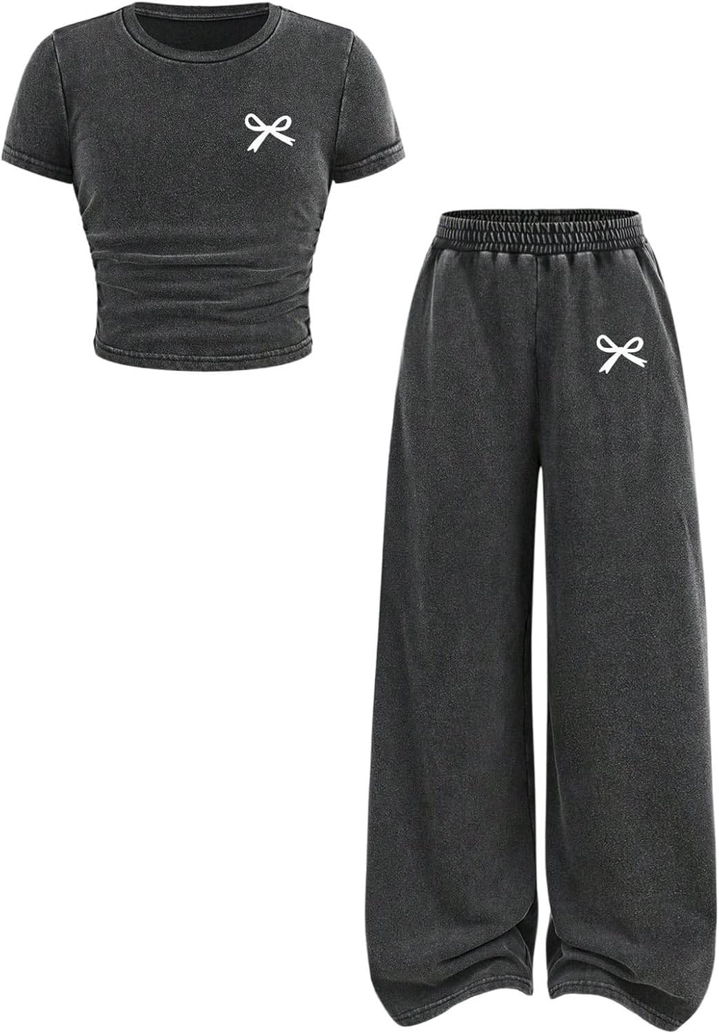 SOLY HUX Girl's Clothes 2 Piece Set Bow Print Short Sleeve T Shirt and Long Pants Outfits