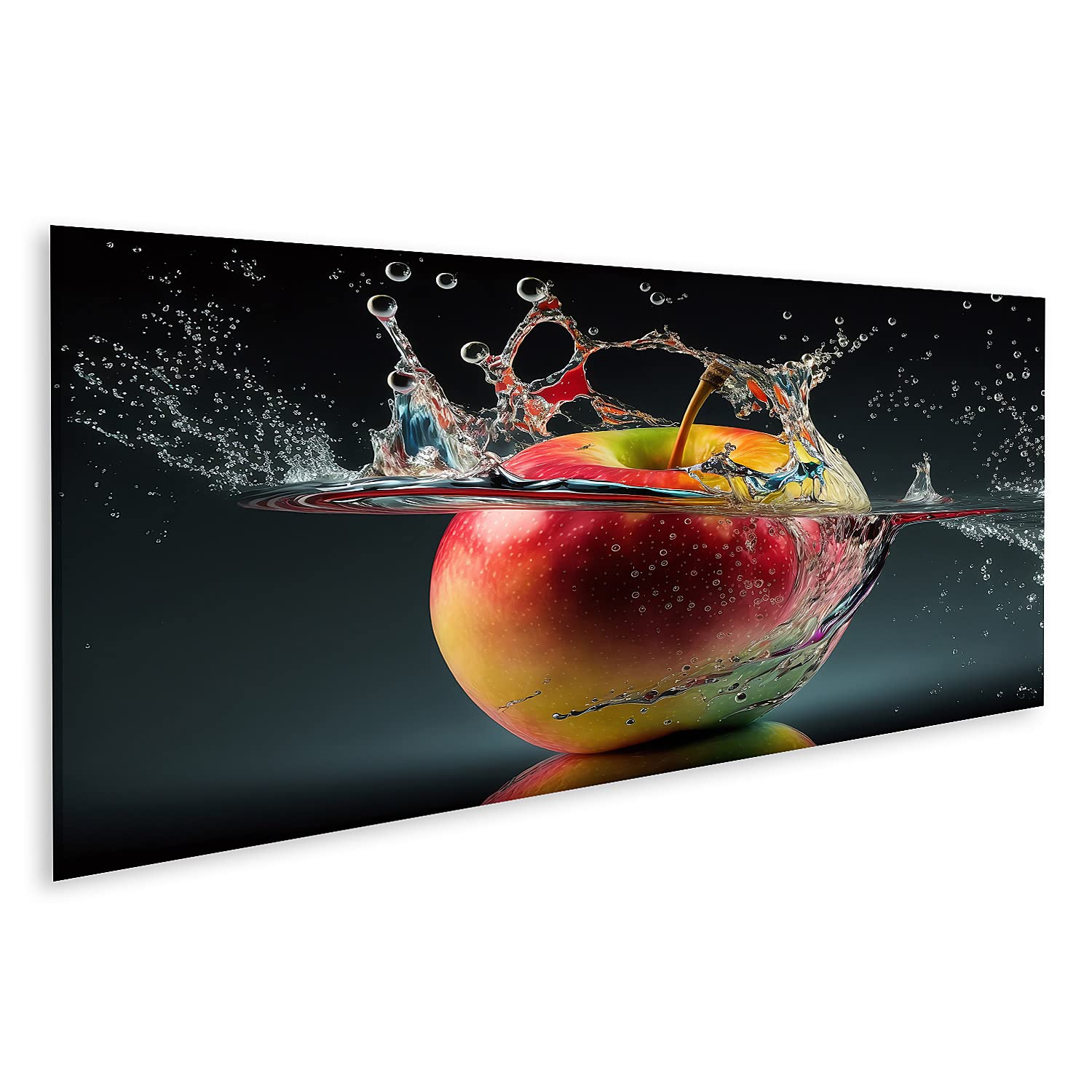islandburner cuadro sobre lienzo manzana en el agua refrescante fruta imagen de cocina para cocina cuadros murales póster