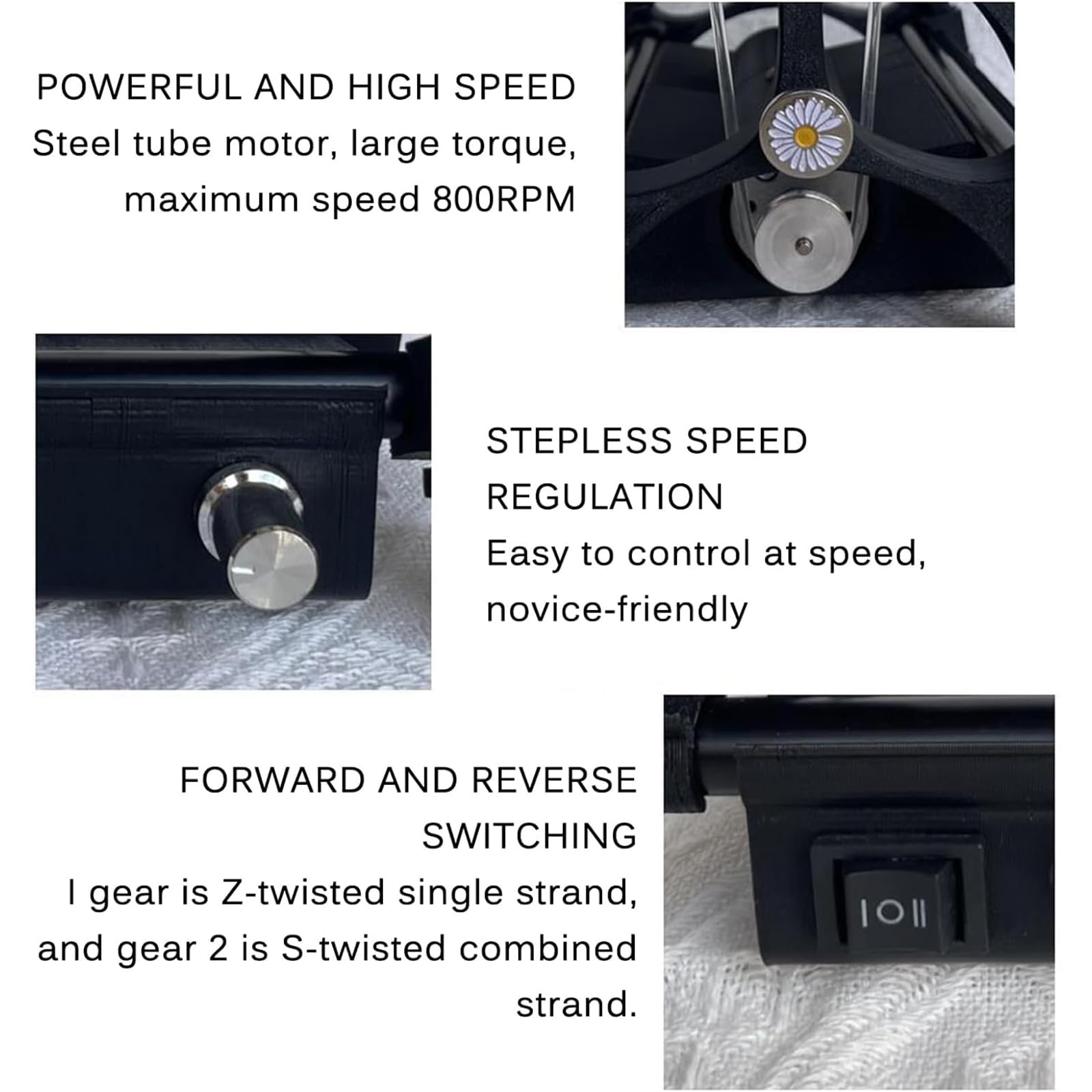 Máquina automática de bobinado de hilo, rueda giratoria eléctrica, hacia adelante y hacia atrás, 800 RPM, para tejer mezclado y roving