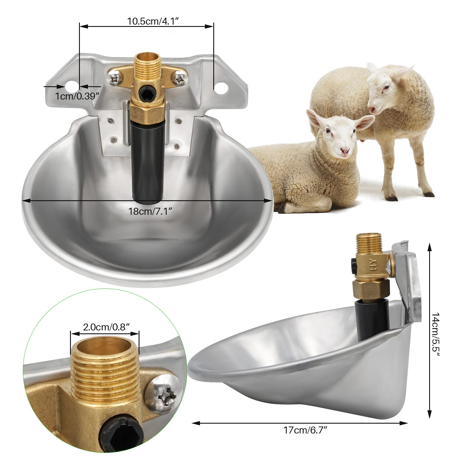 Automatic Sheep Water Bowl, Stainless Steel Goat Waterer Fountain With Copper Valve, Livestock Water Drinking Equipment Sheep Goat Dog Piglet Calf - View #10