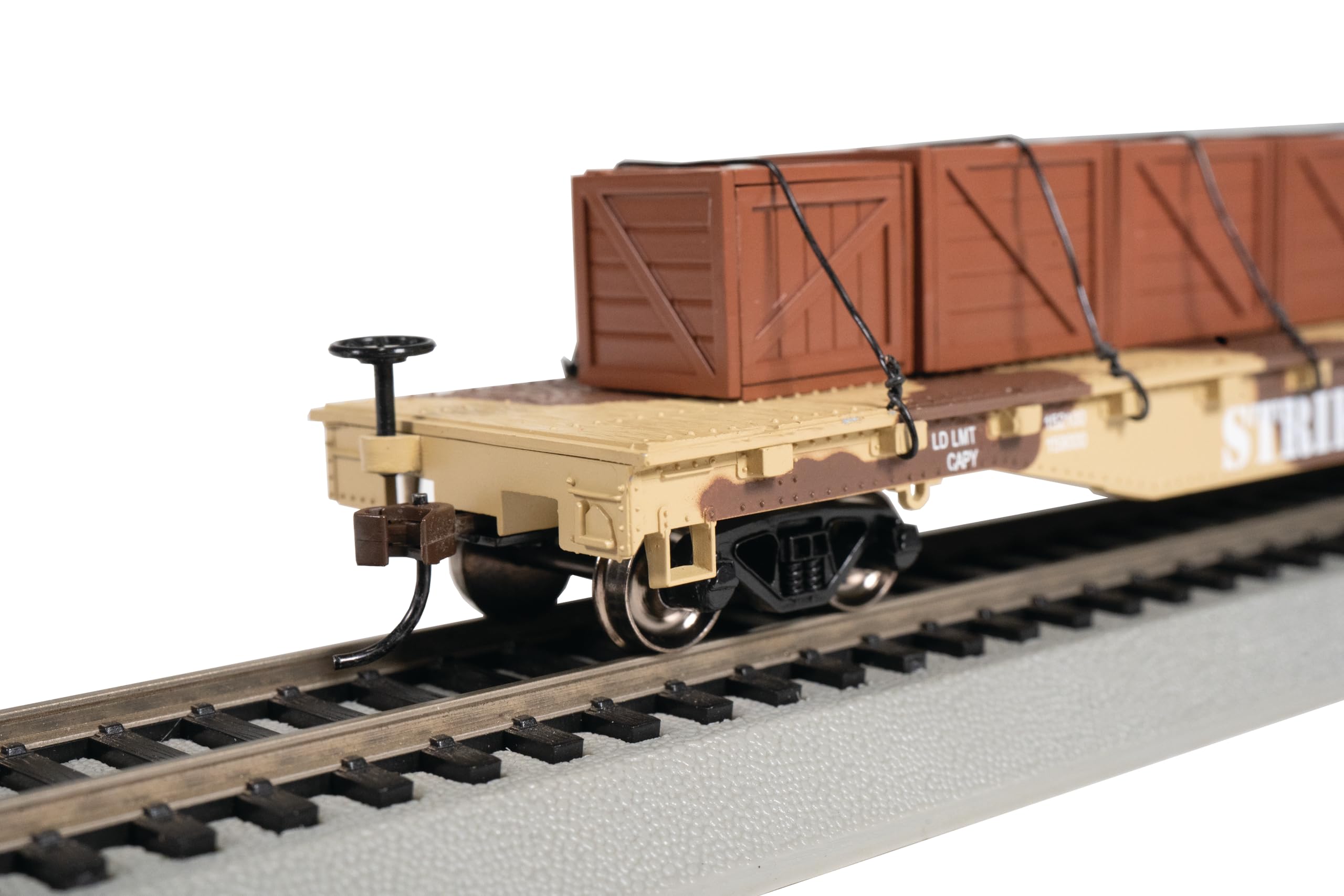 Bachmann Spur HO 52' Flatcar con crate Load Strike Force