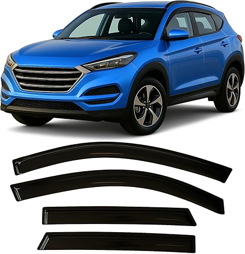 Deflector de ventana lateral con cinta adhesiva 2016-2021 para Hyundai Tucson SEL Value Limited Sport Ultimate SE Smoke Tinted Rain Guard 2017 2018