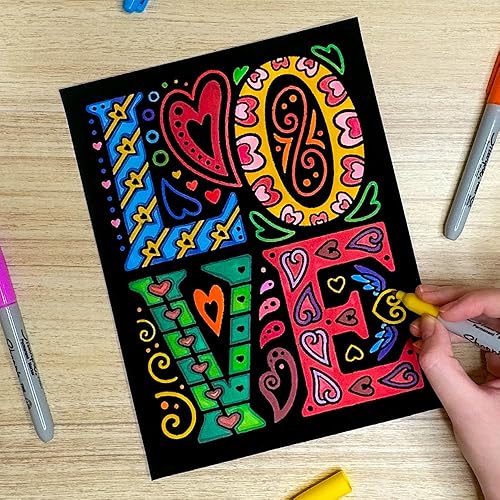 Miniatura 5 de Paquete de 18 pósteres de terciopelo mullido para colorear (edición de amor), ideal para artes y manualidades del día de San Valentín, actividades