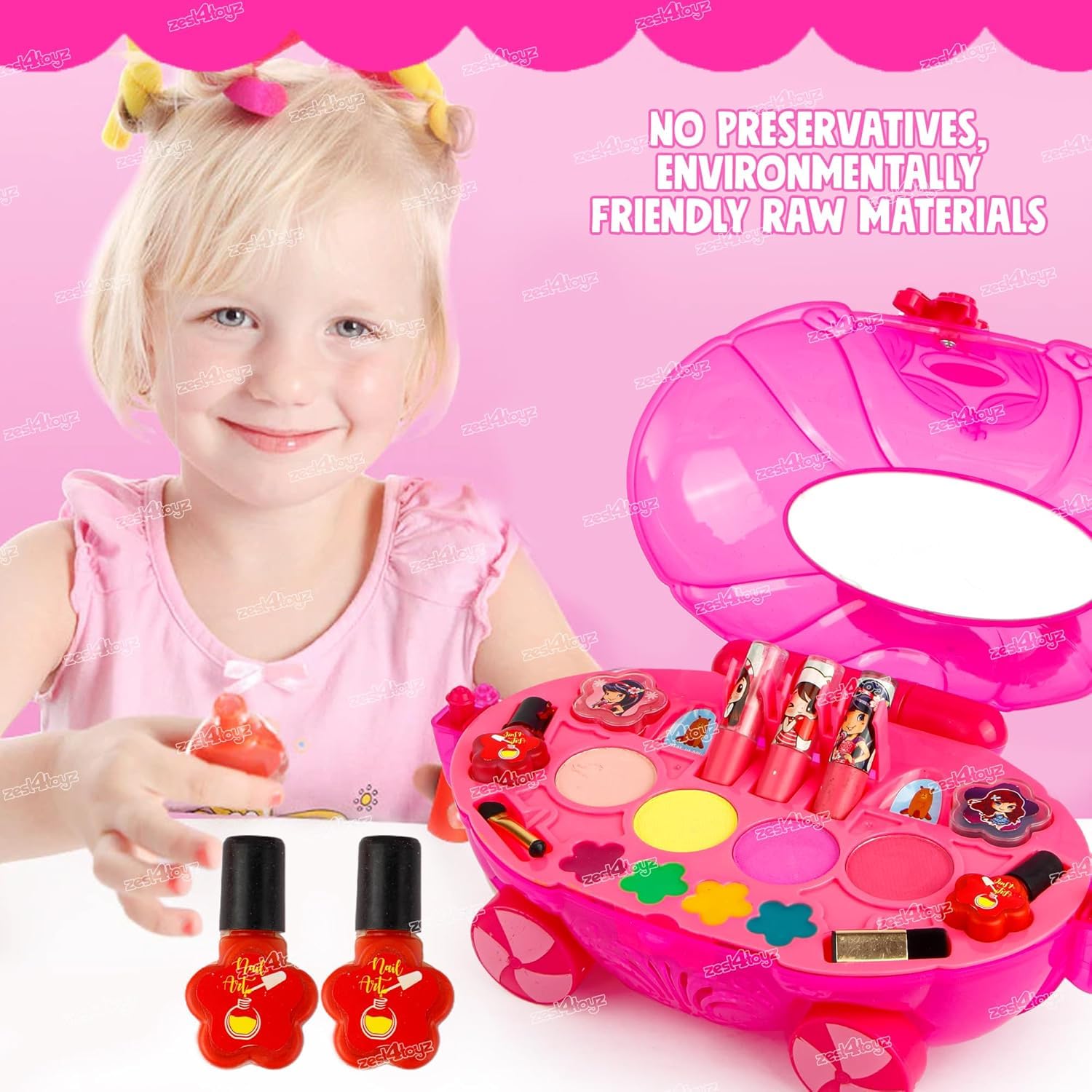 TOYIQ Beauty Set Gift Toys for Girls Makeup Kit Car Set Washable Make up for Kids Princess Cosmetic Real Beauty Set Role Play