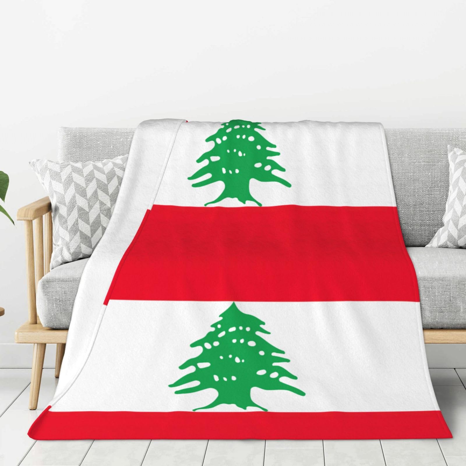 Couverture flanelle drapeau Liban : finissez-en avec le froid sur votre lit ou canapé