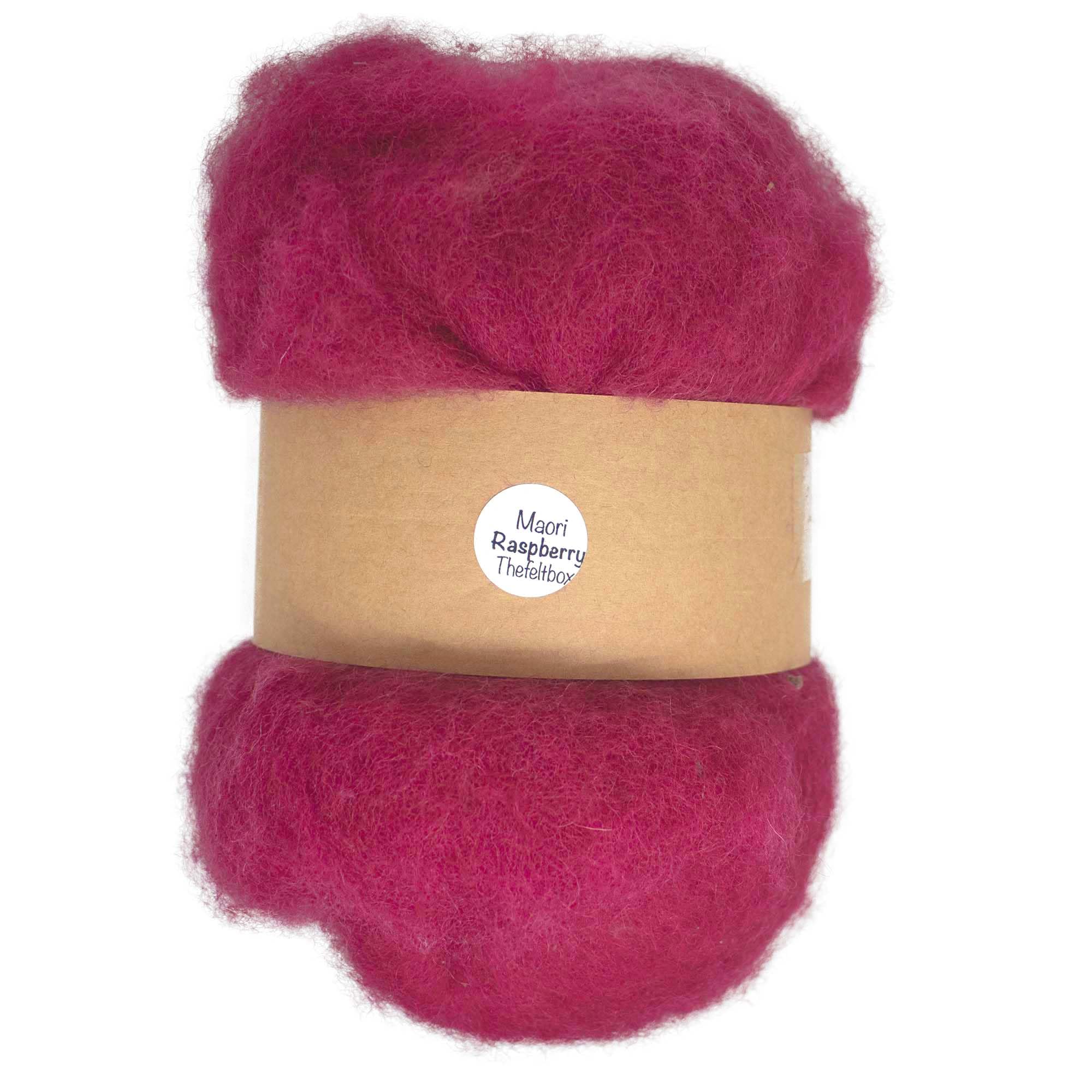 Needle Felting Wool 100g - Carded Batt for Needle & Wet Felting, Core & Finish - Maori DHG - Raspberry