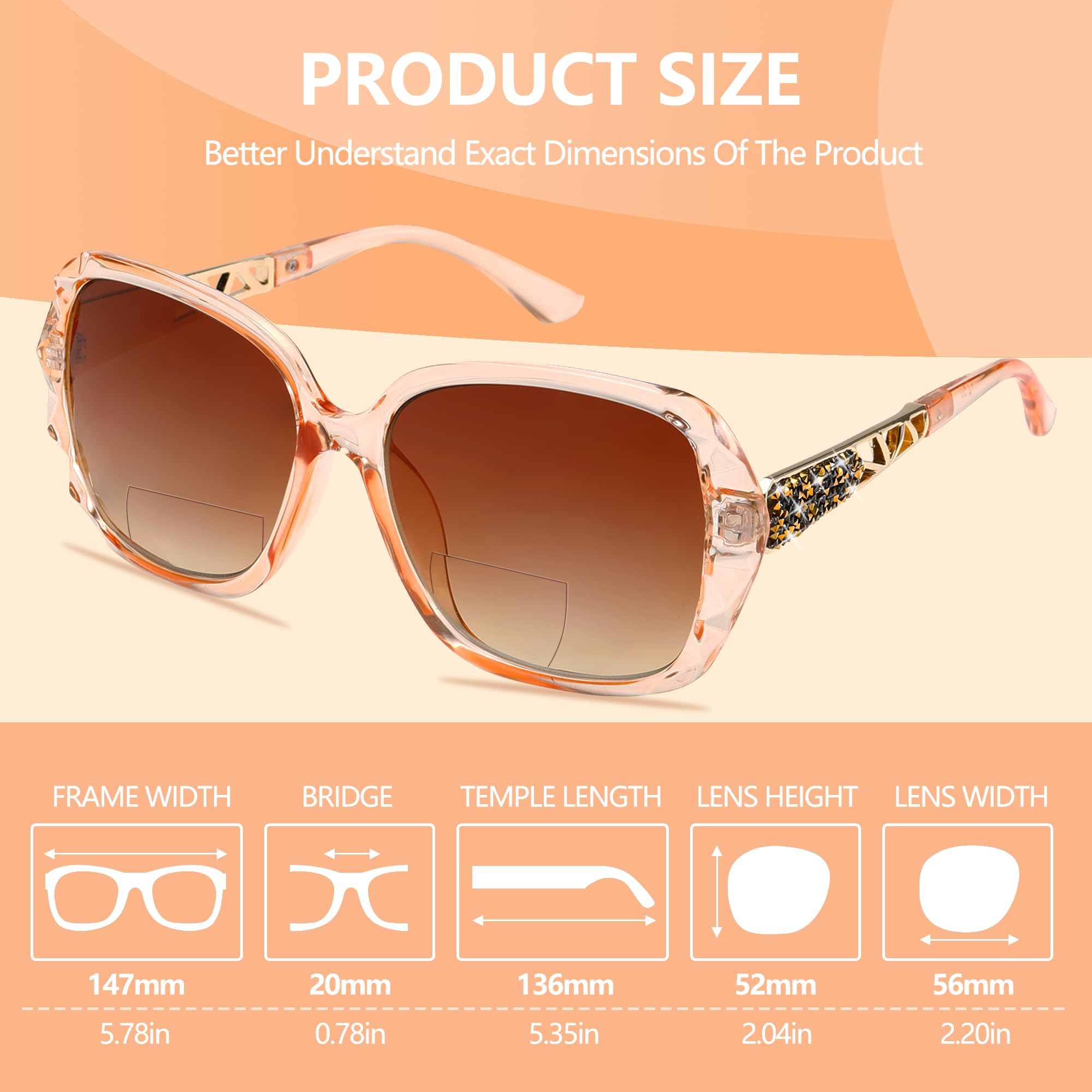 Übergroße bifokale Sonnenbrille für Damen, klassische Lesebrille, 3er-Pack, UV400, Lesebrille, Metallfeder