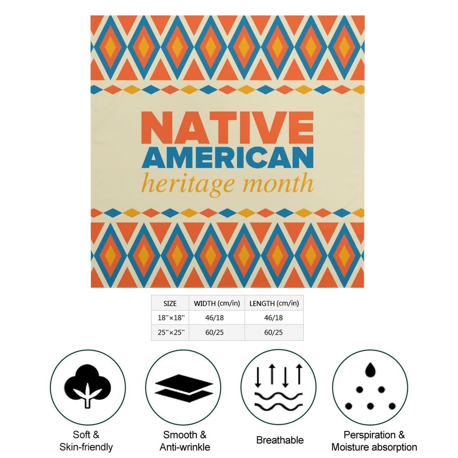 Csemeie Native American Heritage Month Bandana Hair Scarf Headband Adjustable Neckerchief for Men Women Decor