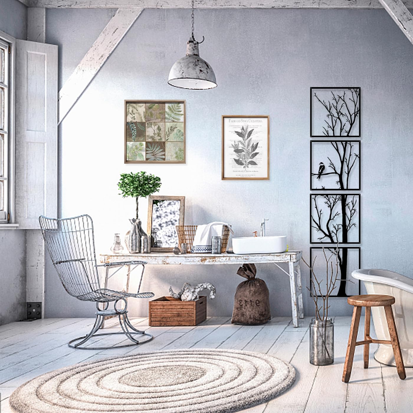 Pduoduo Decorazione artistica da parete, albero in metallo, da appendere alla parete, set di 4 pezzi, grande ramo di metallo, decorazione da parete per casa, giardino, soggiorno