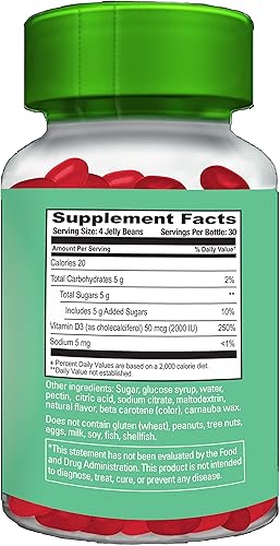 Miniatura 7 de Human Beanz Vitamin D3 Jelly Bean Gummies for Adults Immunity Support 2000 IU Vitamin D Nutritional Vegetarian Supplements 120 Strawberry Blast