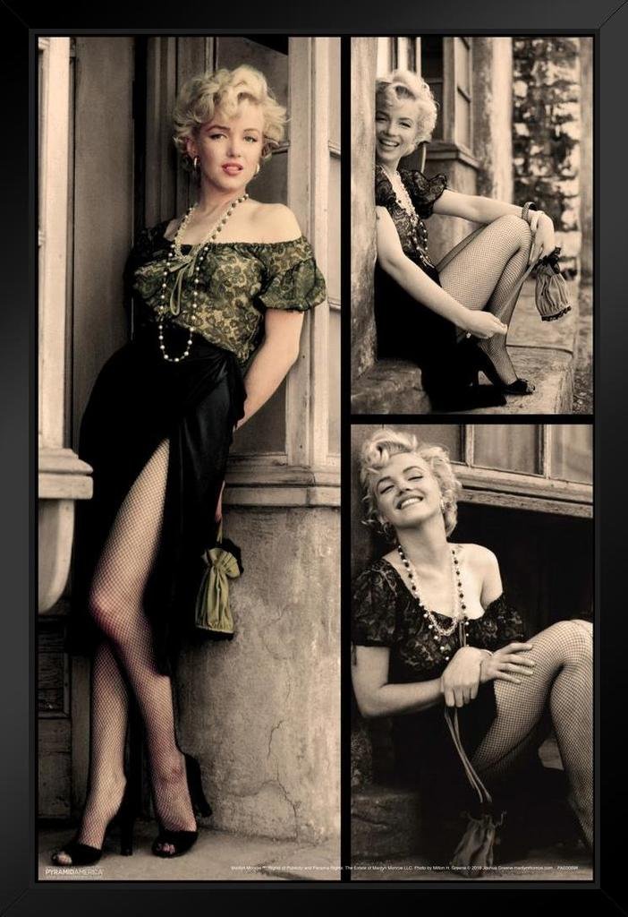 Pyramid America Marilyn Monroe Doorway Movie Black Wood Framed Art Poster 14x20