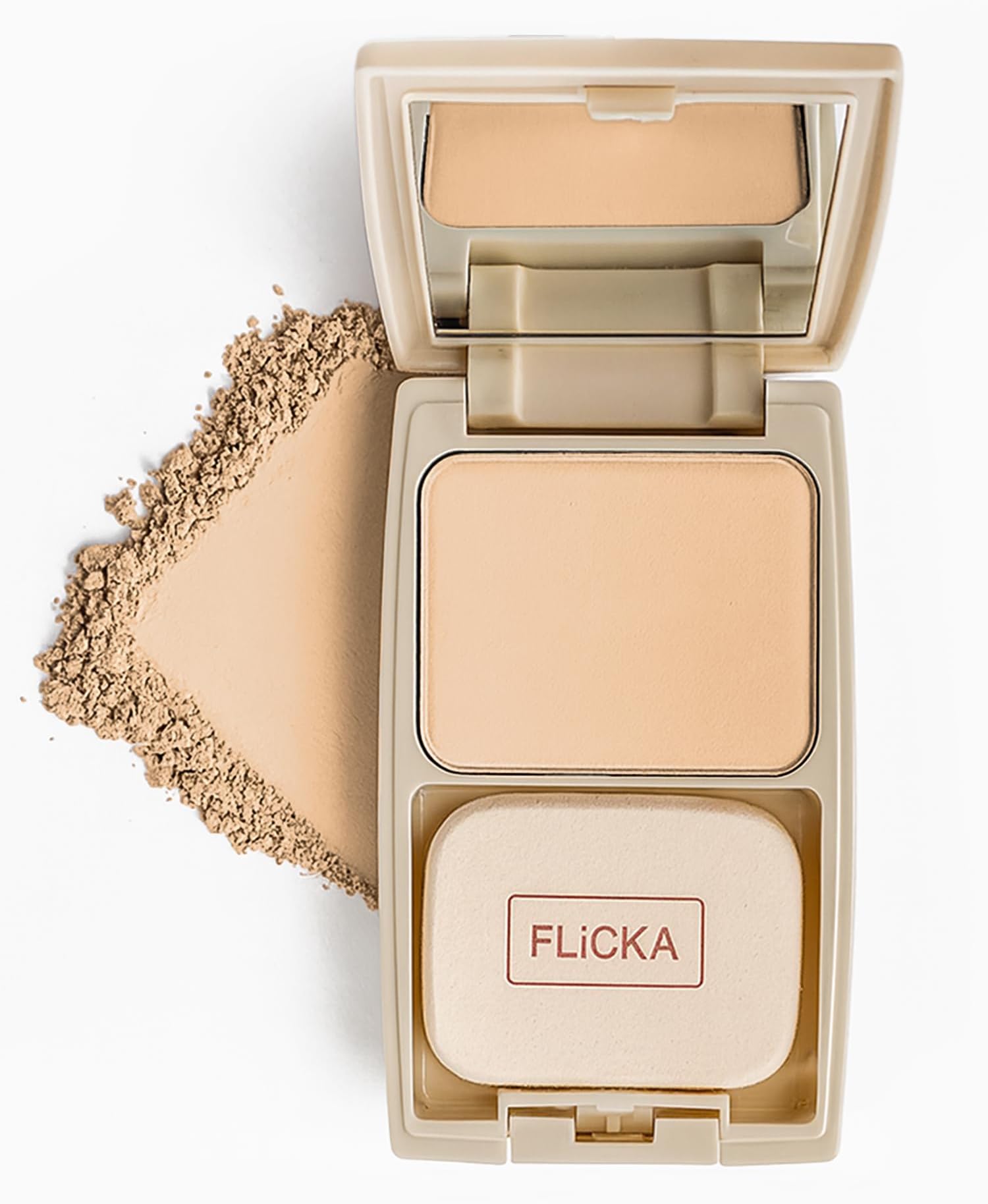 FLiCKA Dap & Dance Compact Pressed Powder For Face| Flawless, Weightless, Waterproof Matte Finish Powder| Enriched With Jojoba Oil| 02 Beige, 10g