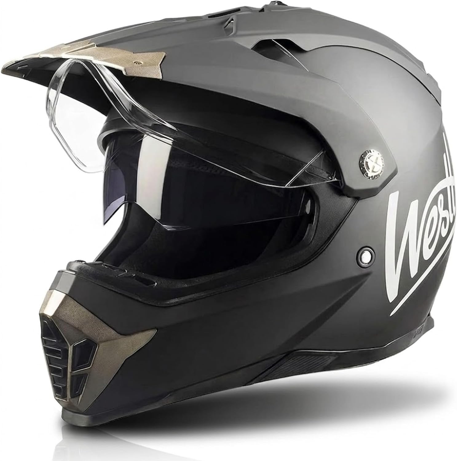 Westt Dual Sport Motorcycle Helmet Off-Road Helmets for Adults, Dual Visor Motorcycle Helmet - Full Face ATV UTV Helmet Dirt Bike Motocross Helmets DOT Approved