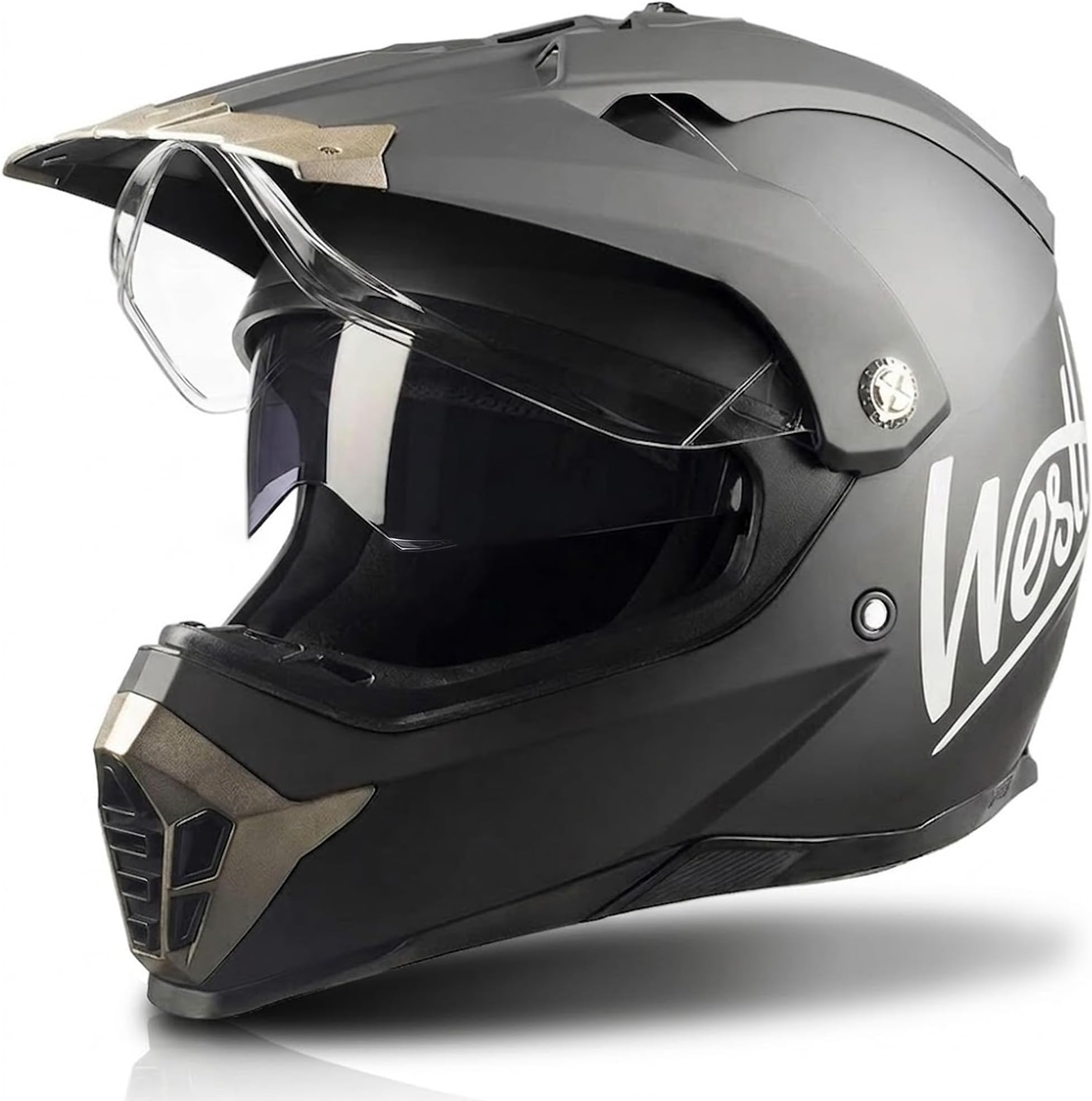 Westt Dual Sport Motorcycle Helmet Off-Road Helmets for Adults, Dual Visor Motorcycle Helmet - Full Face ATV UTV Helmet Dirt Bike Motocross Helmets DOT Approved