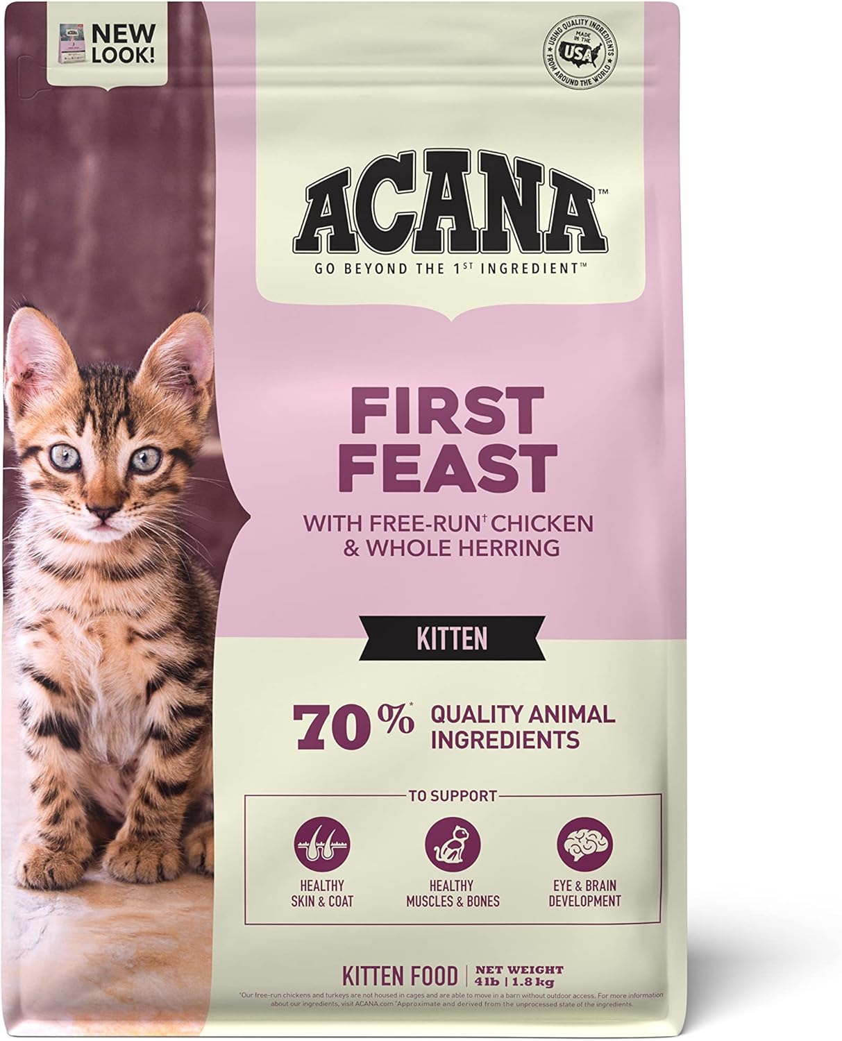 Acana Dry Cat Food For Kittens, First Feast, Chicken and Fish, 4lb Pet Supplies