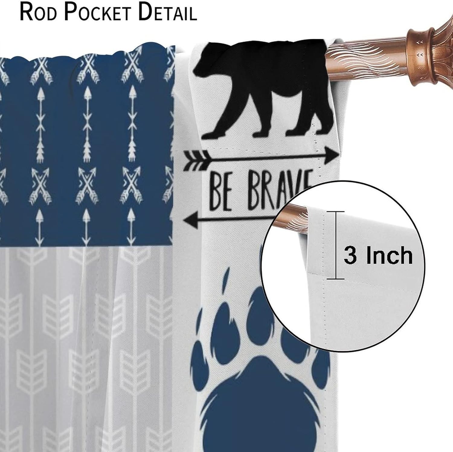Rustic Deer Bear Blackout Curtains,Retro Cabin Hunting Theme Forest Wildlife Blue Plaid Check Window Drapes - Thermal Insulated and Noise Reduction,2 Panels 45L x 21W Room Darkening Curtains